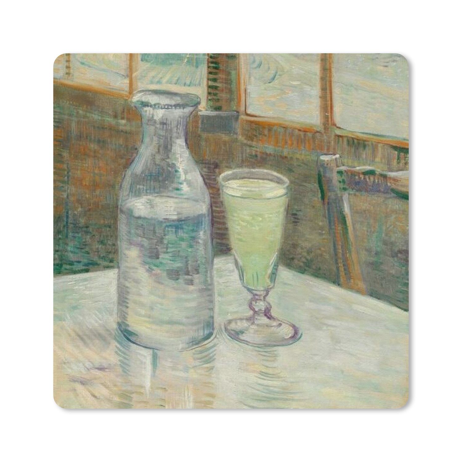 MuchoWow Gaming Mauspad Couchtisch mit Absinth - Vincent van Gogh (1-St), Gaming, Rutschfester Unterseite, Mausunterlage, 80x80 cm, XXL, Großes