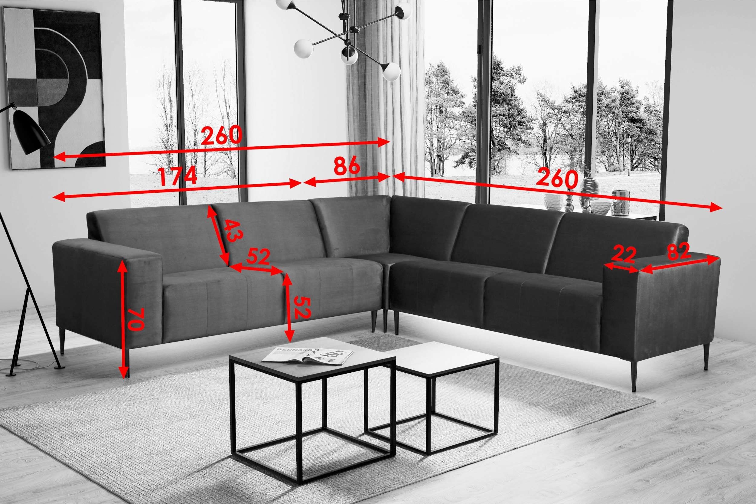 stellbar, bestellbar, Ecksofa Raum L-Form, Gelb Modern Stylefy links oder made Sitzkomfort, Eckcouch, mane mit Design, im Tarabo, Relaxfunktion, rechts Europa in frei