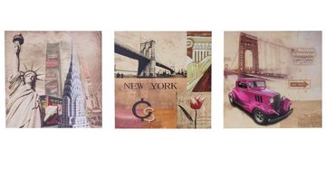 MCW Leinwandbild Leinwandbild H376, New York (3 St), Bildabstand individuell gestaltbar, Kräftige Farben, Modernes Design