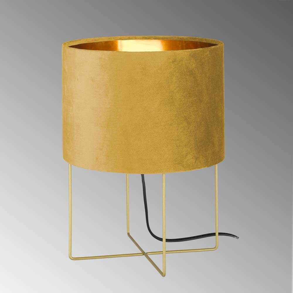 32 Gold Tischleuchte, Tischleuchte Wohnzimmerlampe LED H Metall etc-shop Nachttischleuchte Textil