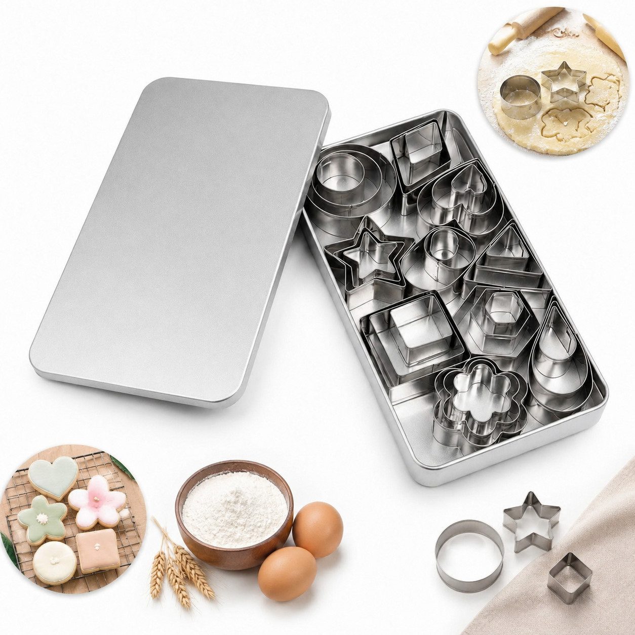 XEOOCE Ausstechform Ausstechformen 30-teilig Edelstahl – Plätzchen Backformen, (30-teilig), verschiedene Motive, leicht entformen