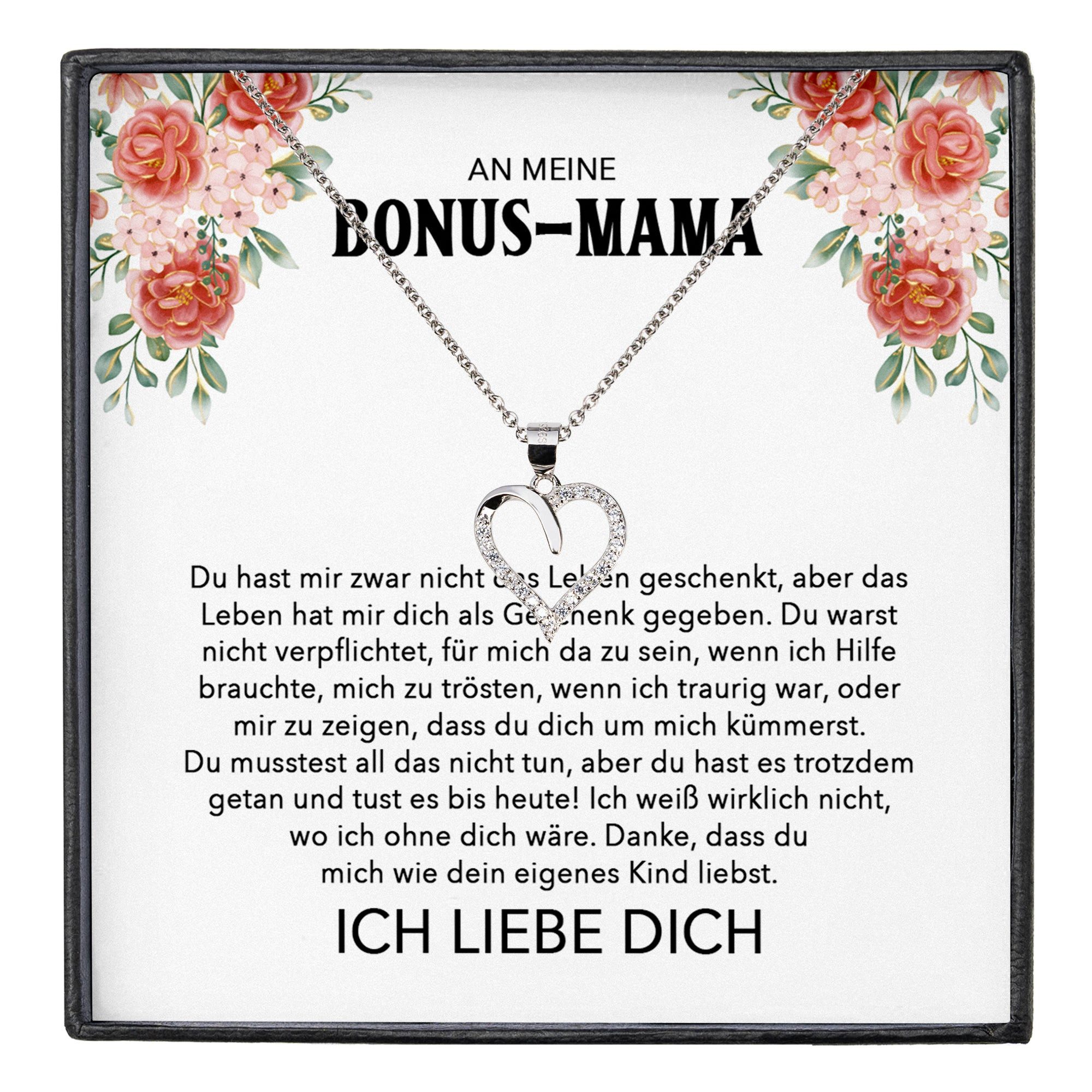 22Feels Ювелирные изделияset Stiefmama Geschenk Geburtstag Muttertag Bonus Mama Ювелирные изделия Halskette (inkl. Geschenktasche, Karte, Poliertuch, Beutel), Echt-Silber 925/000, Karte Made In Germany