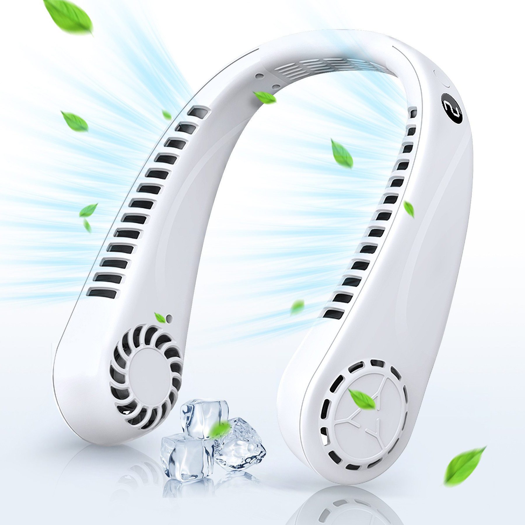 Senmudi Mini USB-Ventilator Nackenventilator Hals Ventilator 3000mAh Wiederaufladbarer Ventilator, 5-Gang-LCD-Digitalanzeige, Tragbarer Leiser Ventilator