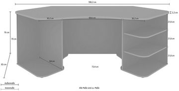 Interdesign24 Gamingtisch Xeno, in Anthrazit/Blau für mehrere Monitore