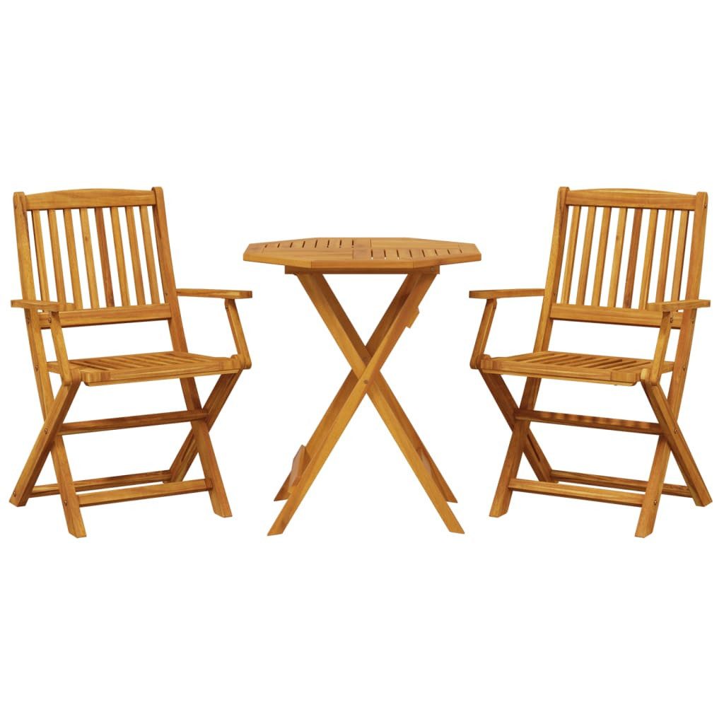 vidaXL Gartenlounge-Set 3-tlg. Bistro-Set Klappbar Massivholz ..., (1-tlg)
