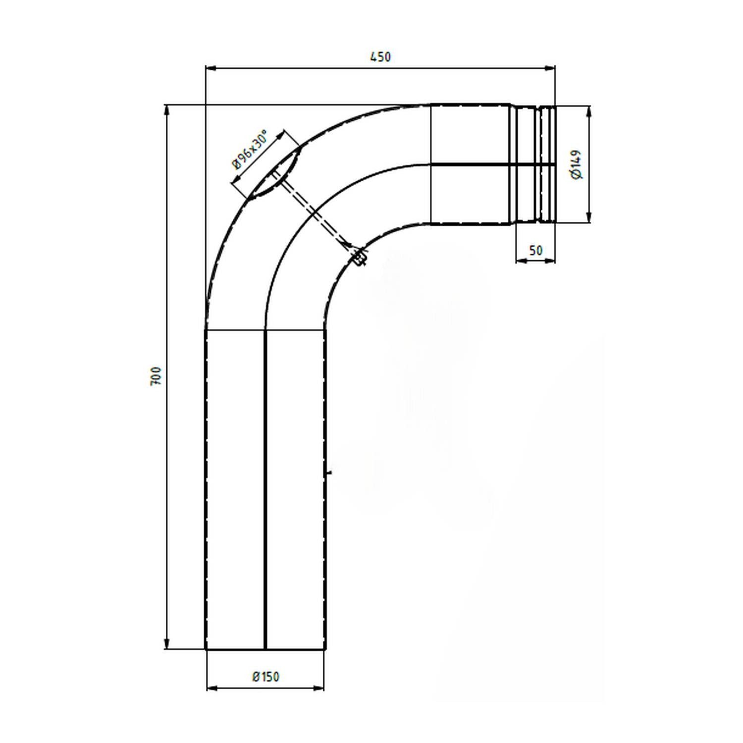Raik Ofenrohr Raik Winkelbogen 150/90° 2,00mm glatt 700/450 grau für Ofenrohr, Bogen