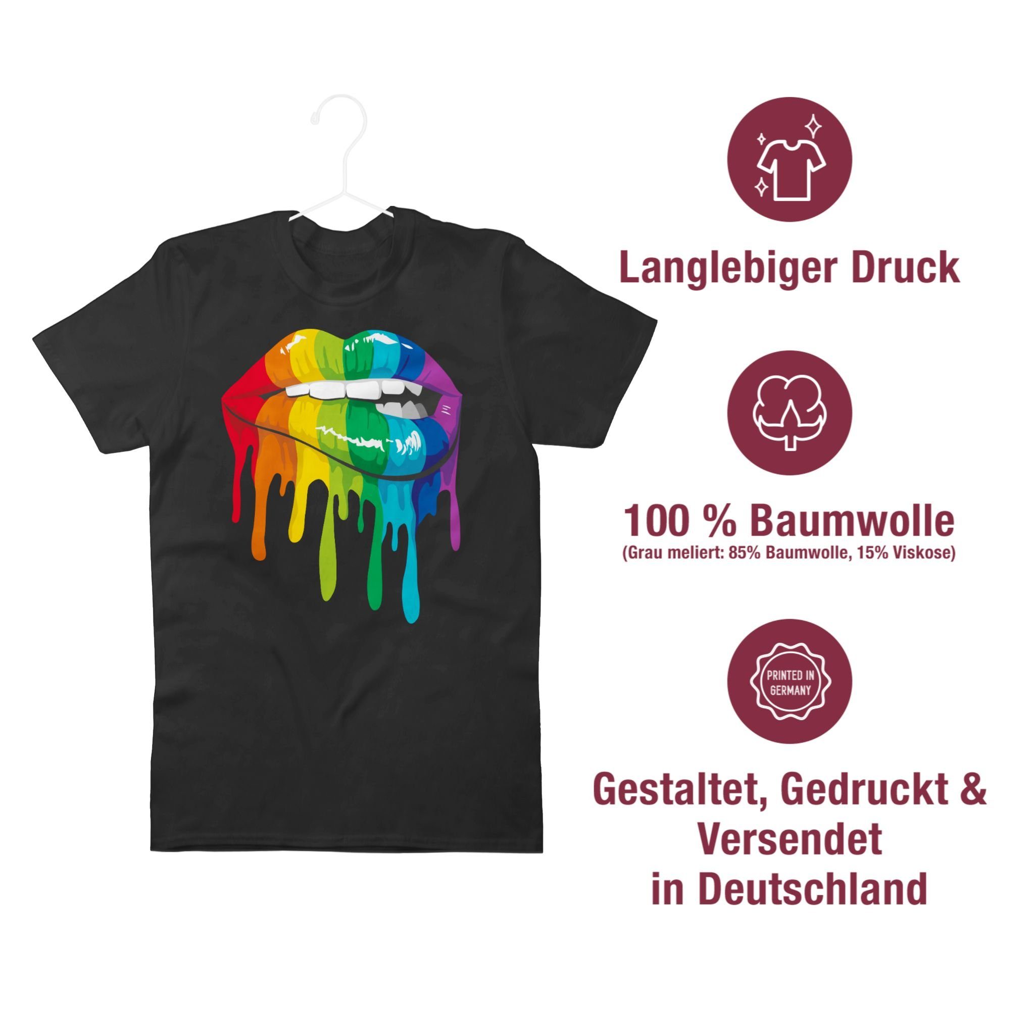 Lippen Kleidung 1 T-Shirt LGBT & LGBTQ Shirtracer Schwarz LGBT