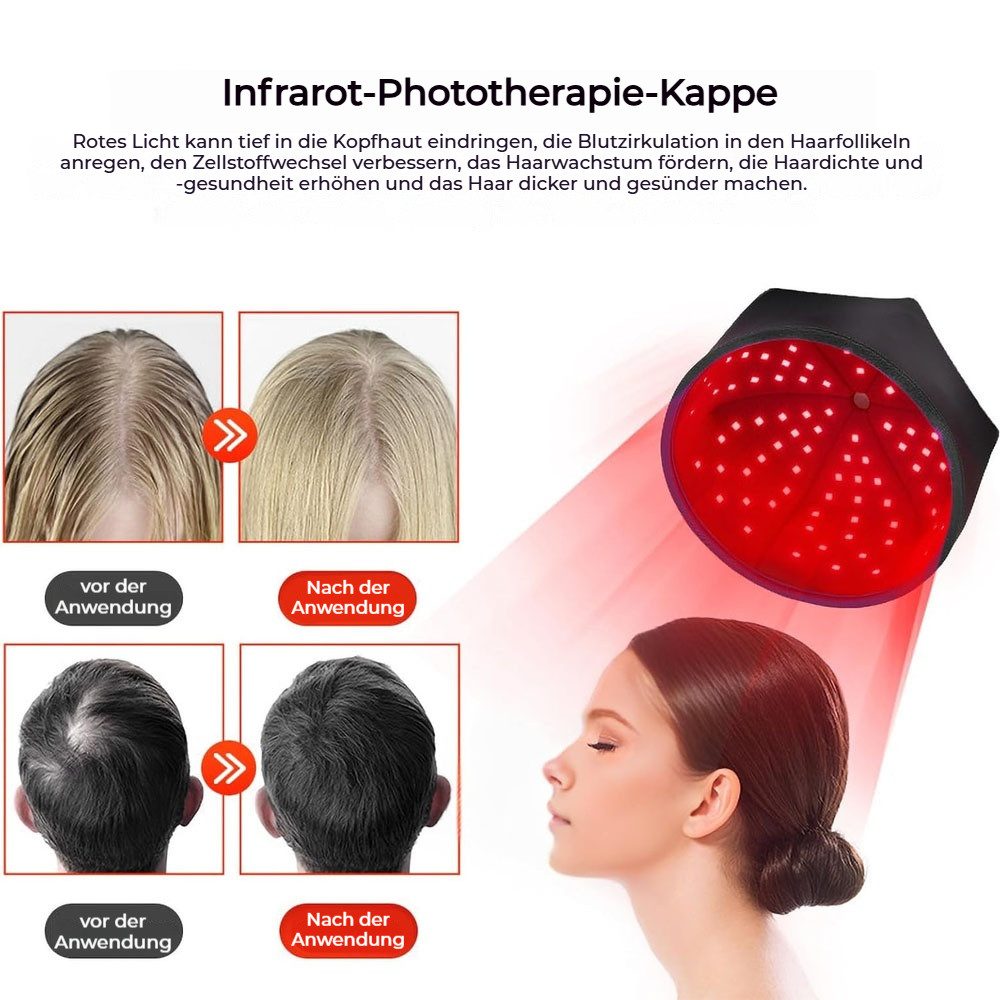 QUBEBU Infrarotlampe Rotlicht-Haarwuchshaube Infrarot Haarwuchskappe Haarausfall Verbessern, Anti-Haarausfall Fördert Nachwachsen Haare für Männer Frauen., Beheizte Infrarotmütze Helm für Haarwachstum Haarausfall, Therapie System für Haarwuchs, Haarwuchs Helm und Mütze.