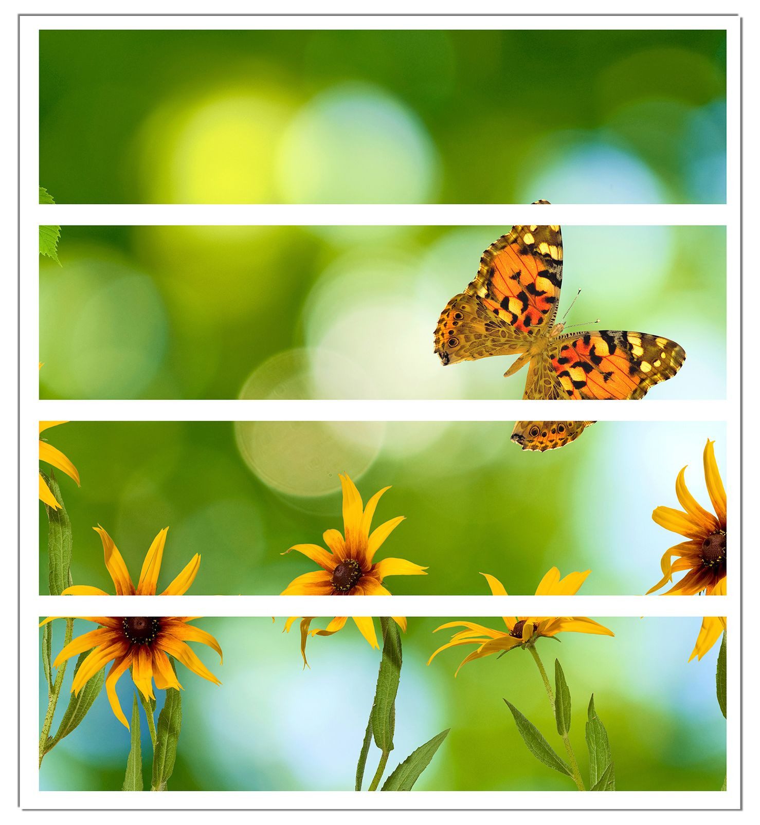 Wallario Möbelfolie Blumen mit Schmetterling