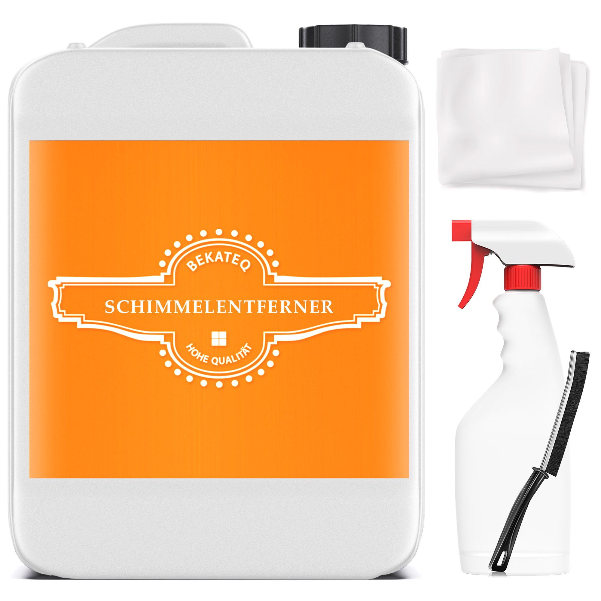 BEKATEQ BEKATEQ BE-780 Schimmelentferner 10L Set mit Tuch + Fugenreiniger Schimmelentferner (Set, [- Schimmelreiniger + Putzvliestuch + Fugenreiniger + Sprühflasche Schimmelreiniger Fugenreiniger, Schimmelmittel, Anti Schimmel Reiniger)