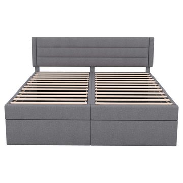 Ulife Polsterbett Doppelbett Flaches Bett großer Stauraum 180*200cm, Bett kann angehoben und abgesenkt werden