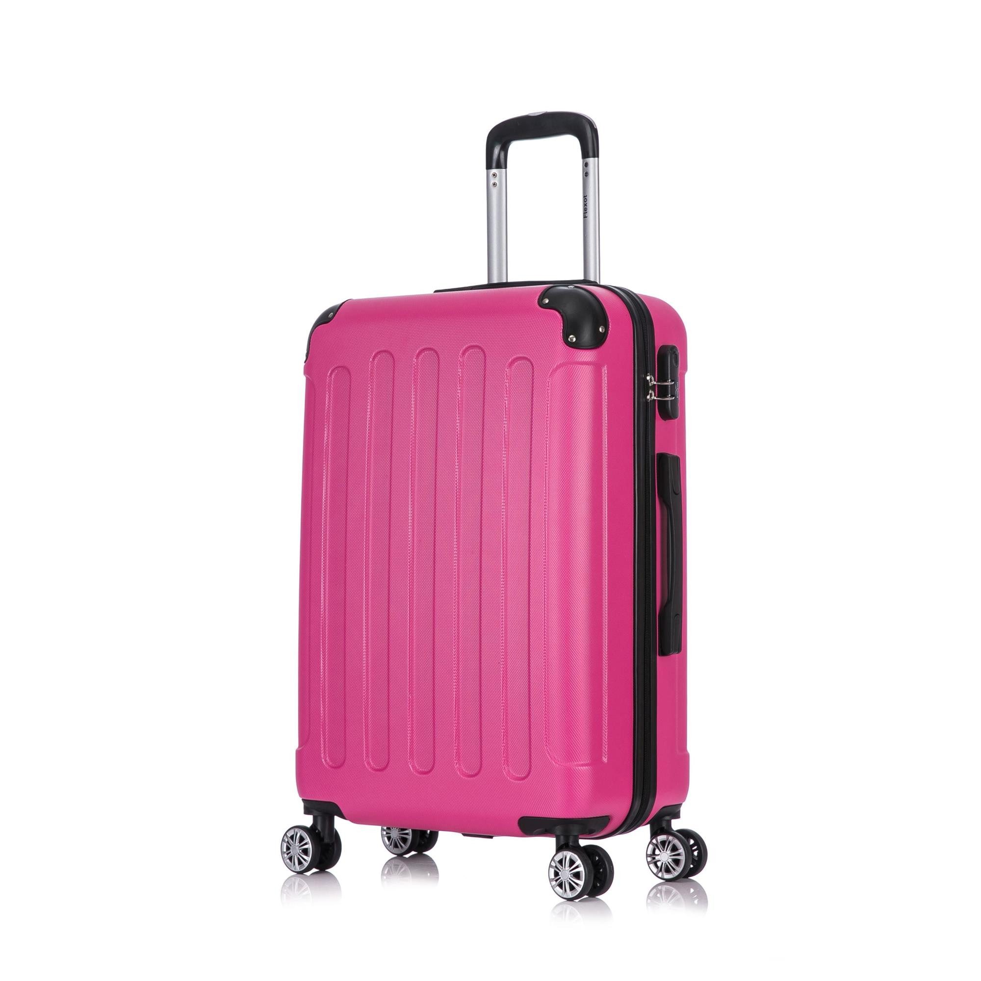 Flexot Hartschalen-Trolley F-2045 Kofferset, 360° Rollen, robuster Reisekoffer, Bordcase, 4 Rollen, Robuster und moderner Koffer mit vier 360° Rollen und Zahlenschloss