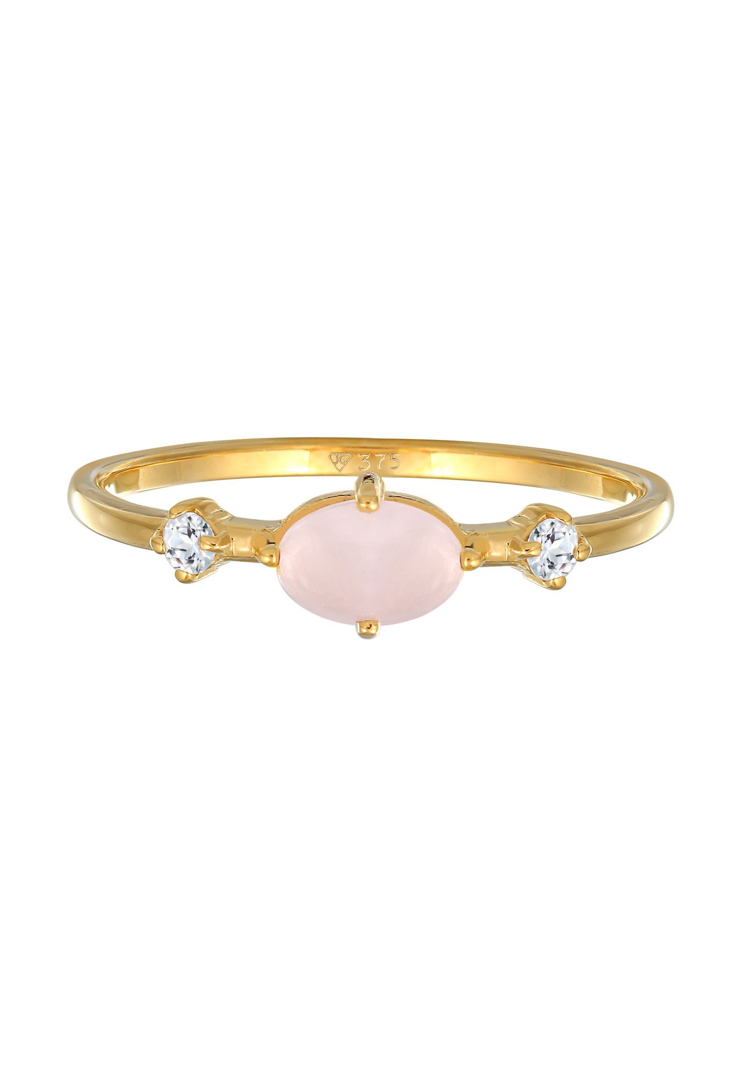Elli Premium Fingerring Rosa Quarz Topas Edelstein Klassik 375er Gelbgold günstig online kaufen