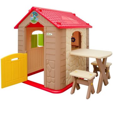 LittleTom Spielhaus Kinder Spielhaus ab 1 Garten Kinderhaus mit Tisch, Indoor Kinderspielhaus