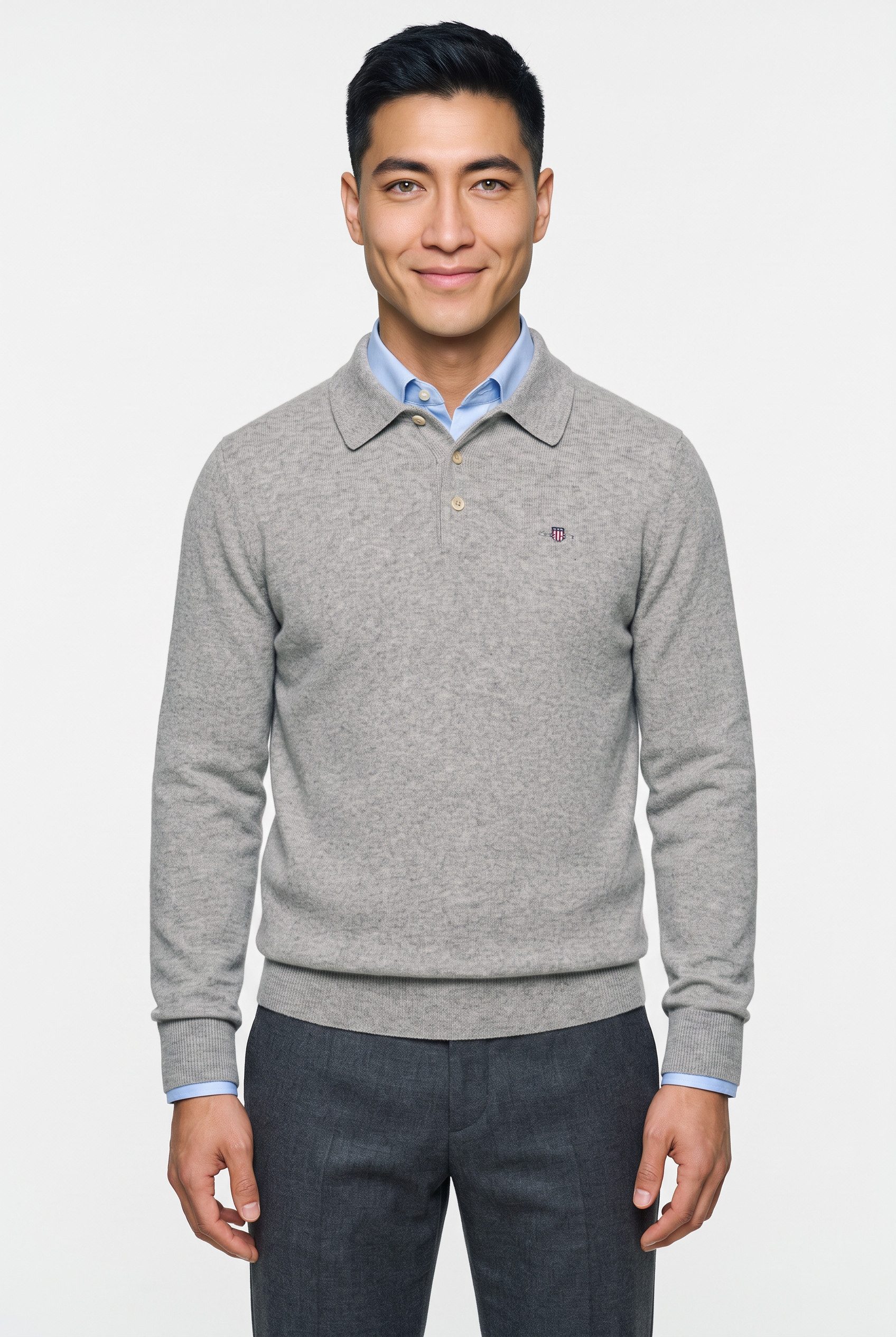 Gant Polokragenpullover SUPERFINE LAMBSWOOL melierte Optik, normale Passform