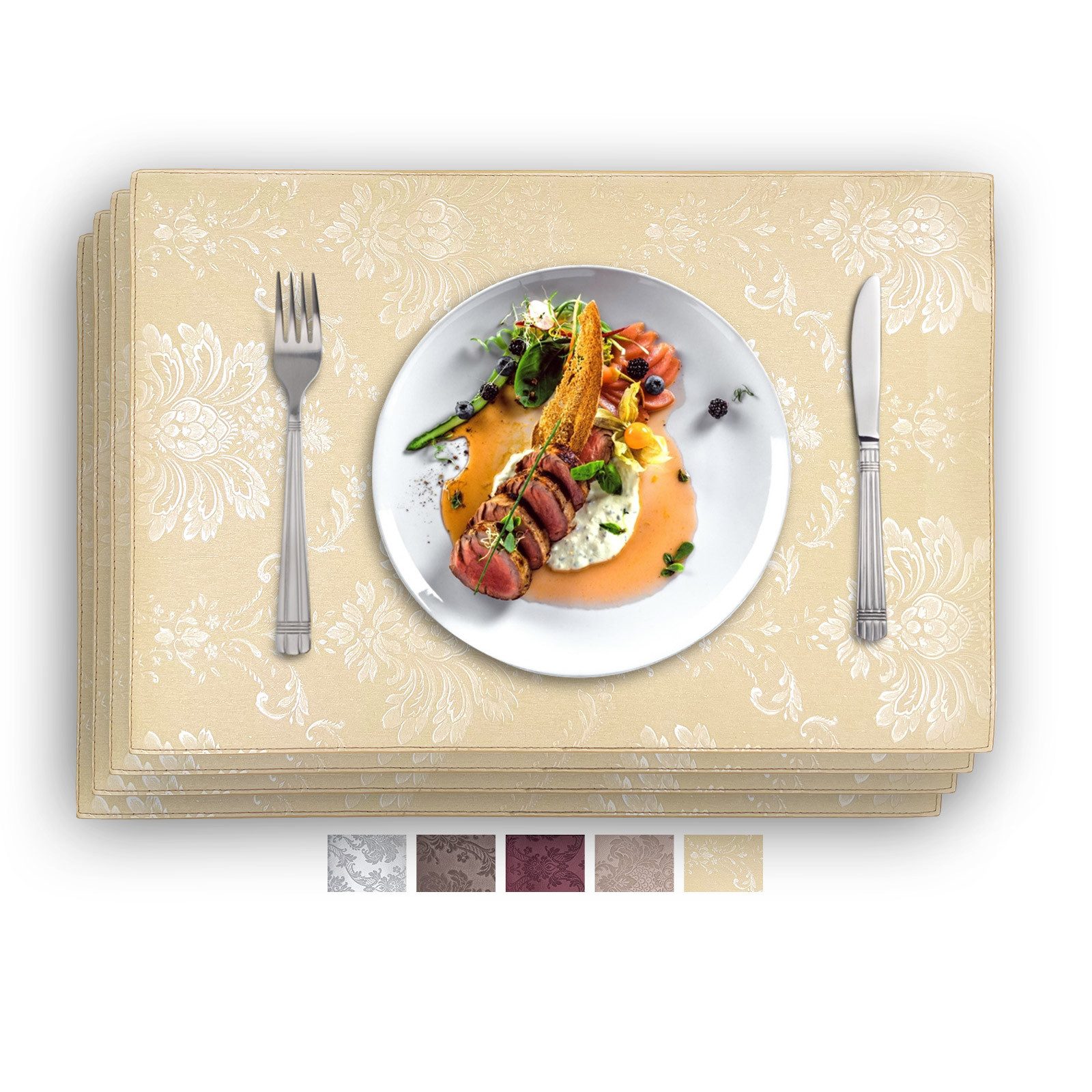 Vivi Idee Platzset Geprägte luxuriöse Столовые наборы Tischmatte Kunstleder, abwischbar, wasserdicht, Anti-Rutsch, beidseitig, 46 x 31 cm, 4er Set