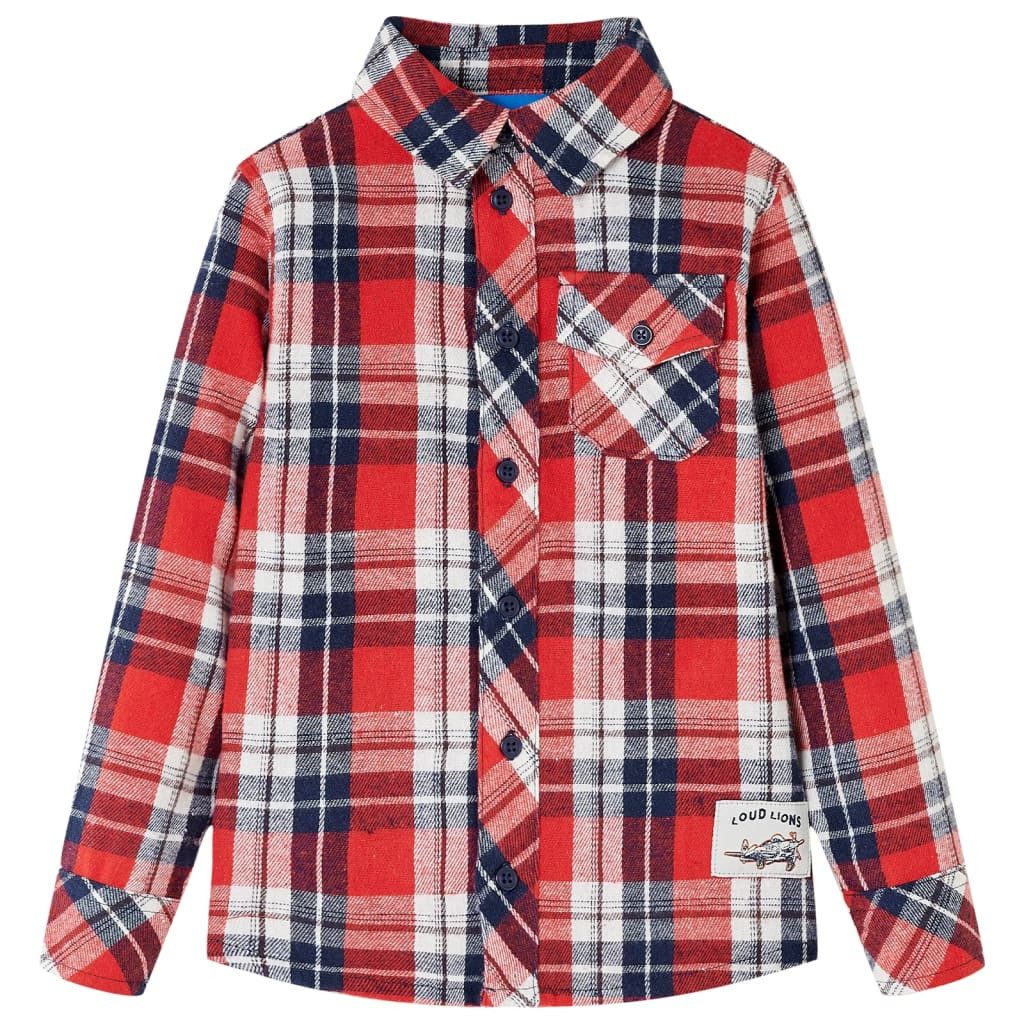 Karohemd Kinderhemd Karomuster Rot und Marineblau 92