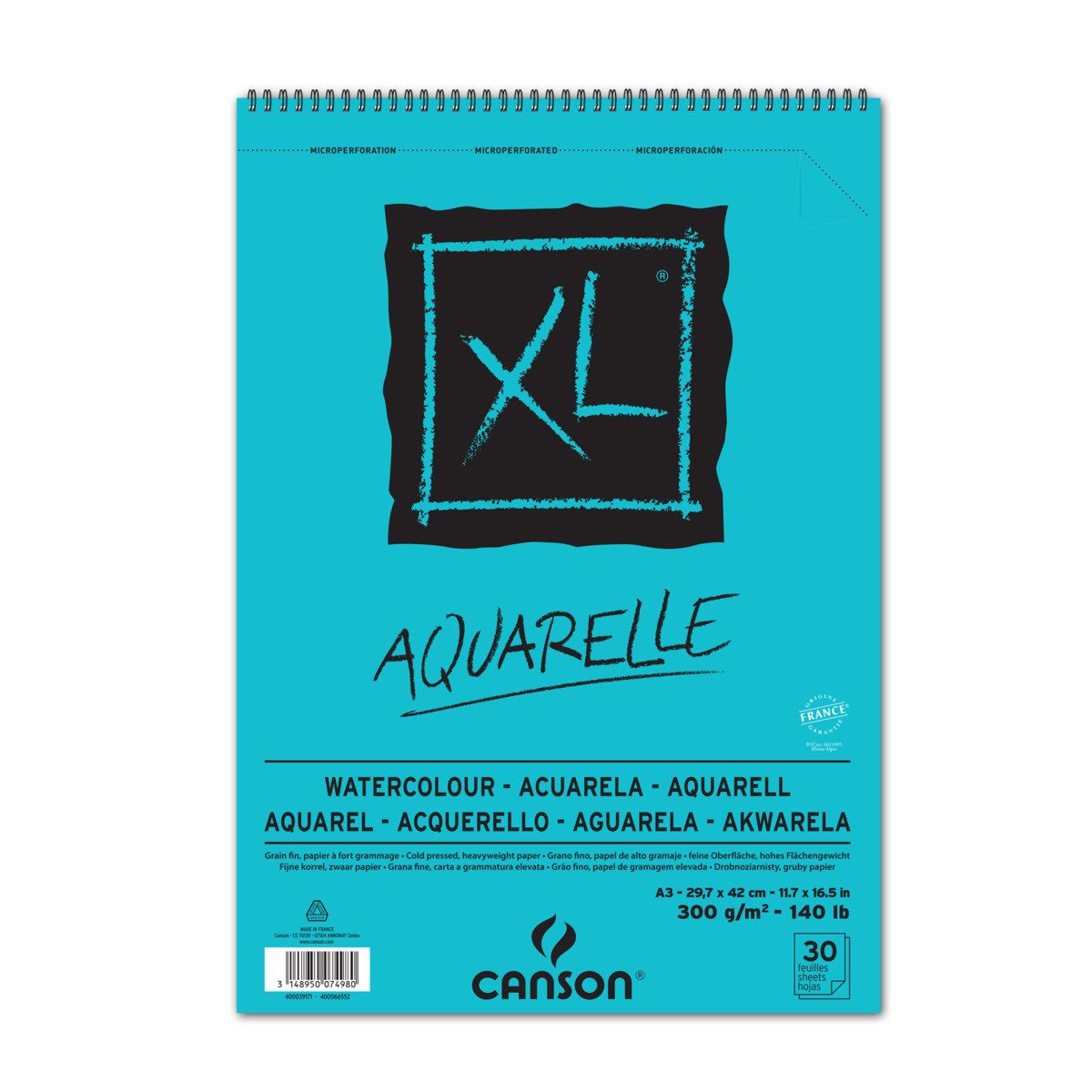 LYRA Aquarellpapier CANSON Aquarellblock XL 30 Blatt 300g/m² DIN A3