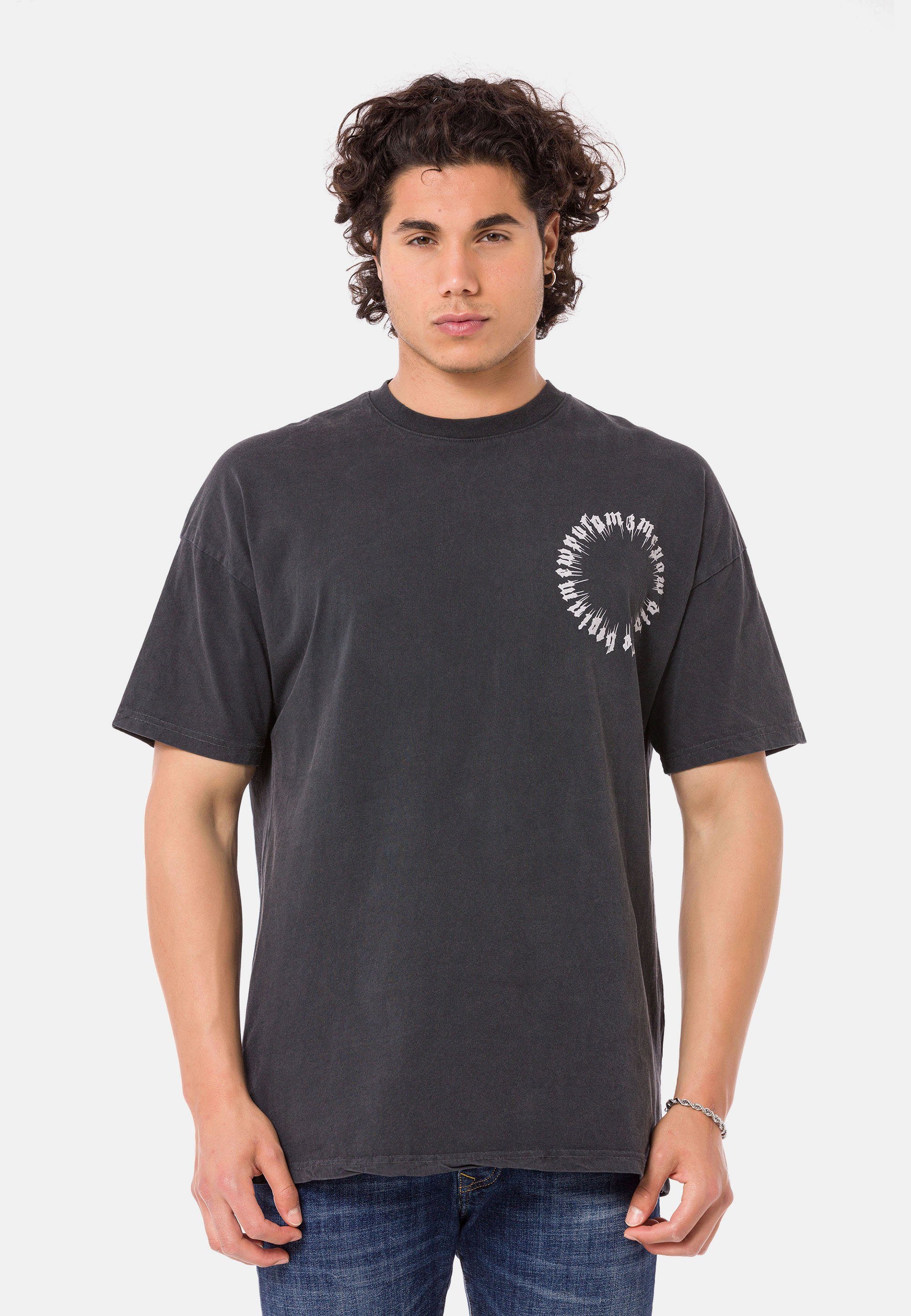 RedBridge T-Shirt Runcorn mit großflächigem Print auf dem Rücken schwarz