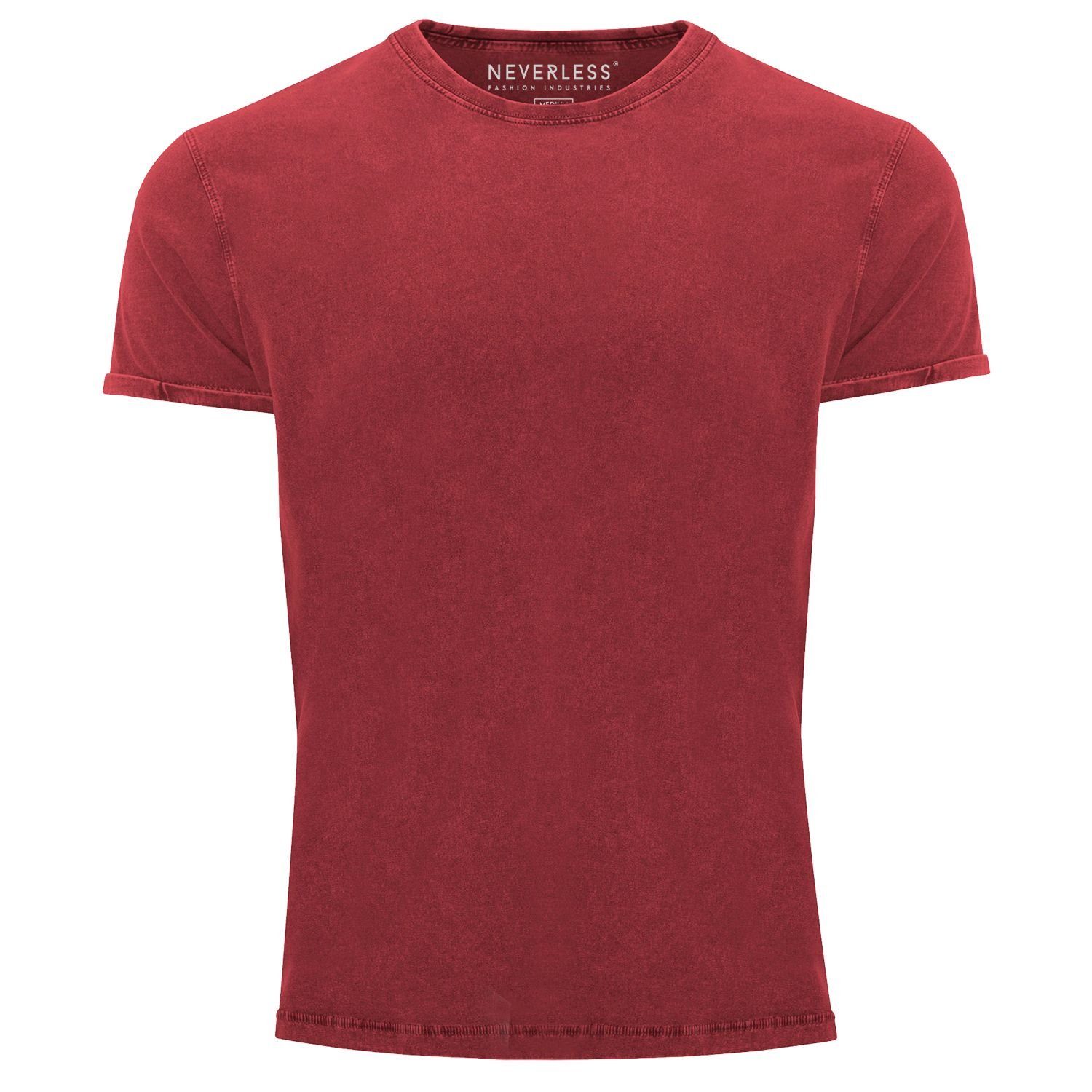 Neverless Print-Shirt Cooles Angesagtes Herren T-Shirt Vintage Shirt Basic ohne Aufdruck Used Look Slim Fit Neverless® mit Print