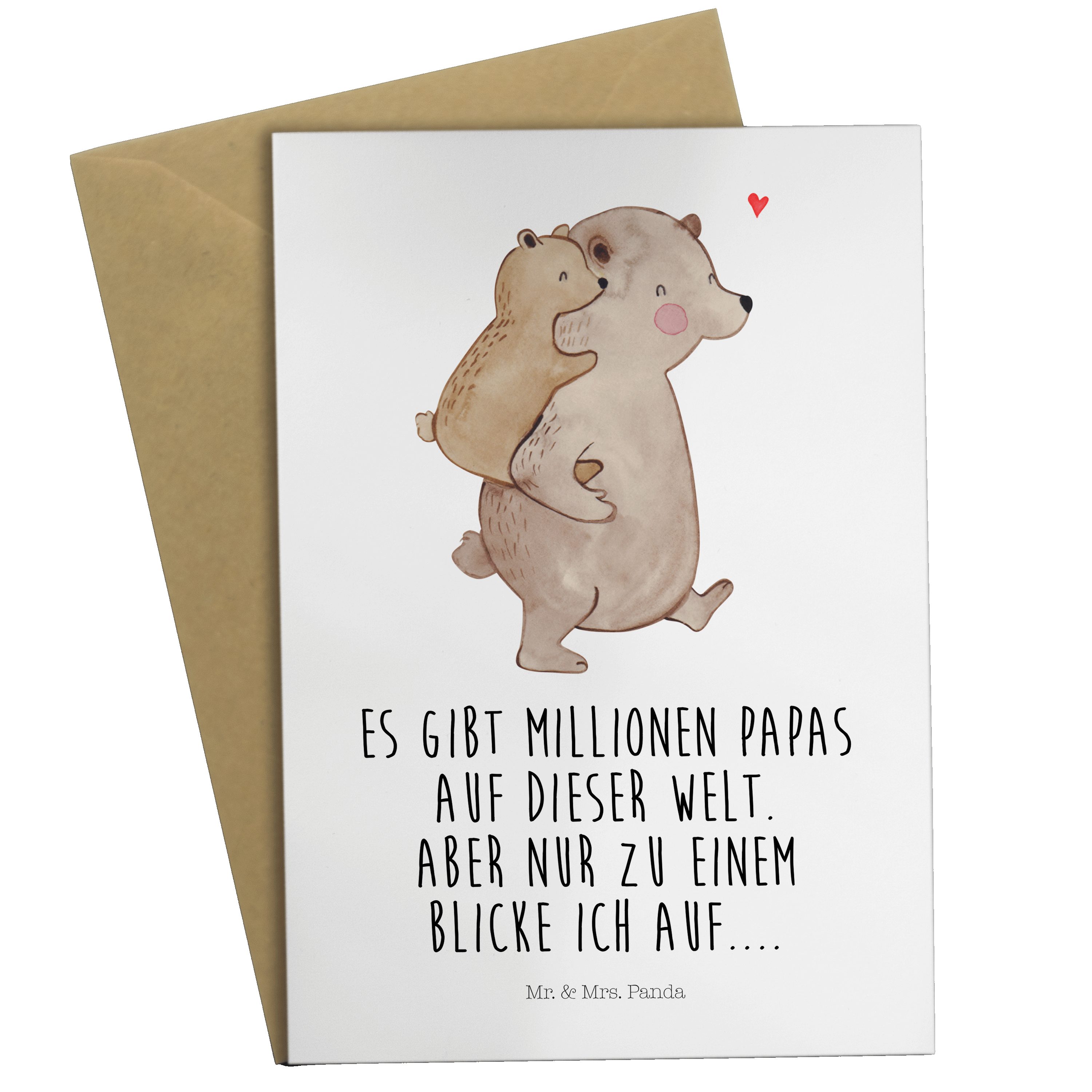 Mr. & Mrs. Panda Grußkarte Papa Bär - Weiß - Geschenk, Vorbild, weltbester Papa, Geburtstagskart