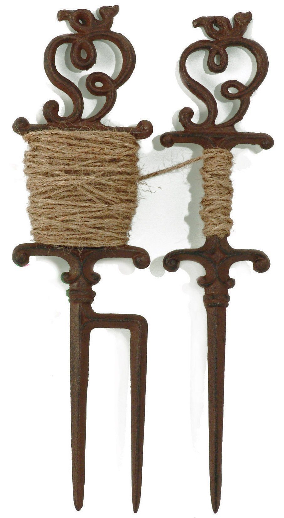 esschert design Beetbegrenzung Pflanzschnur 25m, Gusseisen Spule Gartenzubehör für Beete und Hecken