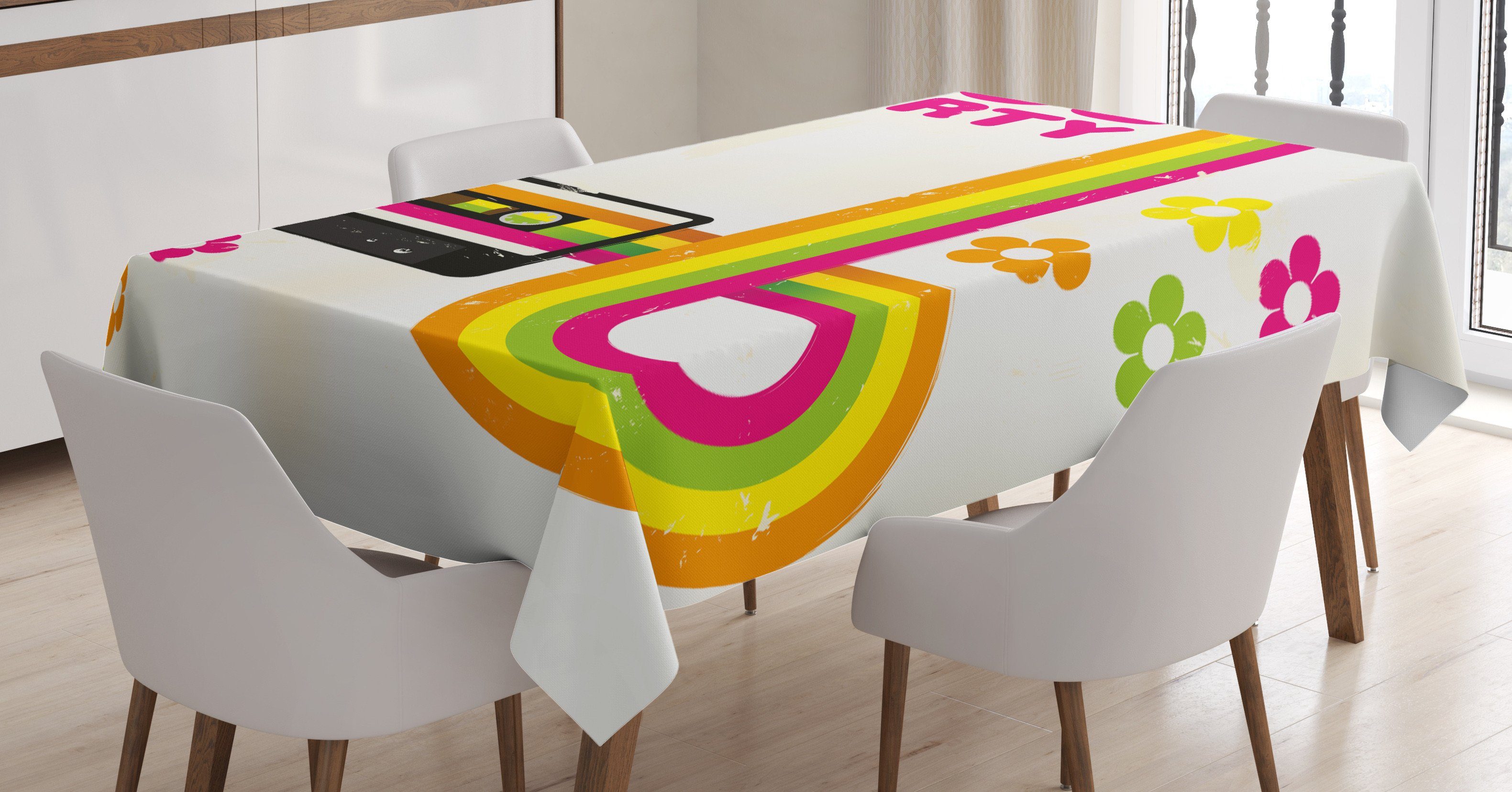 Klare den 70er Farben, geeignet Party-Casette-Tape Abakuhaus Bunt Farbfest Außen Jahre Tischdecke Für Waschbar Bereich