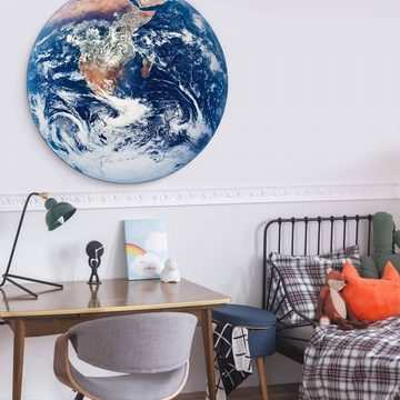 K&L Wall Art Gemälde Metallposter Wohnzimmer Planet Erde Raumschiff Weltall NASA, Metalloptik Wandbild Ø 30cm