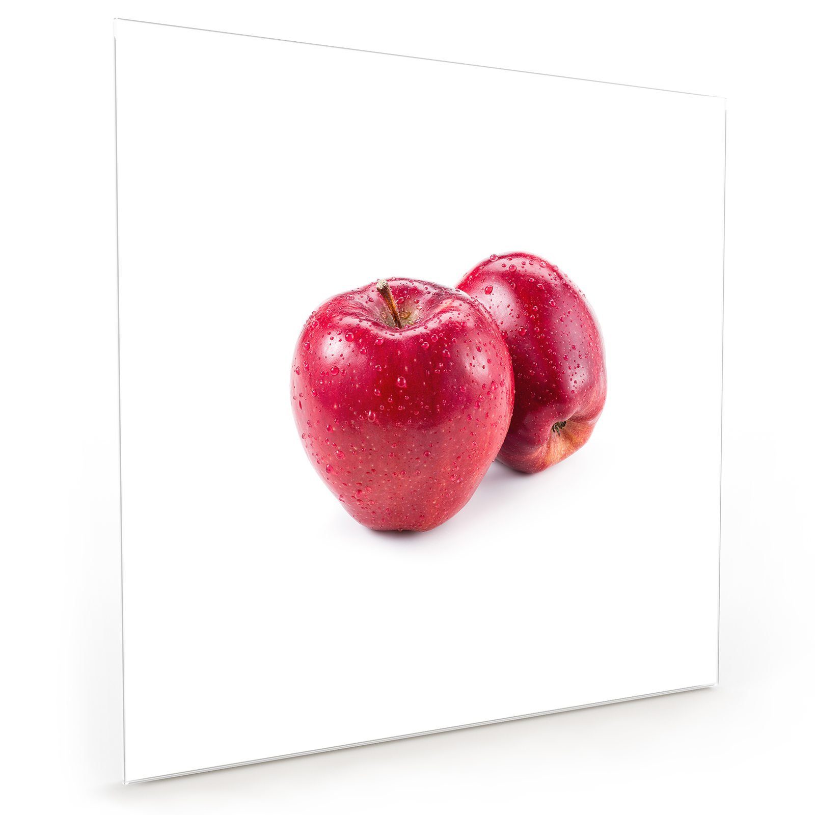 Küchenrückwand Küchenrückwand Motiv Primedeco Spritzschutz Äpfel mit Zwei Glas Rote