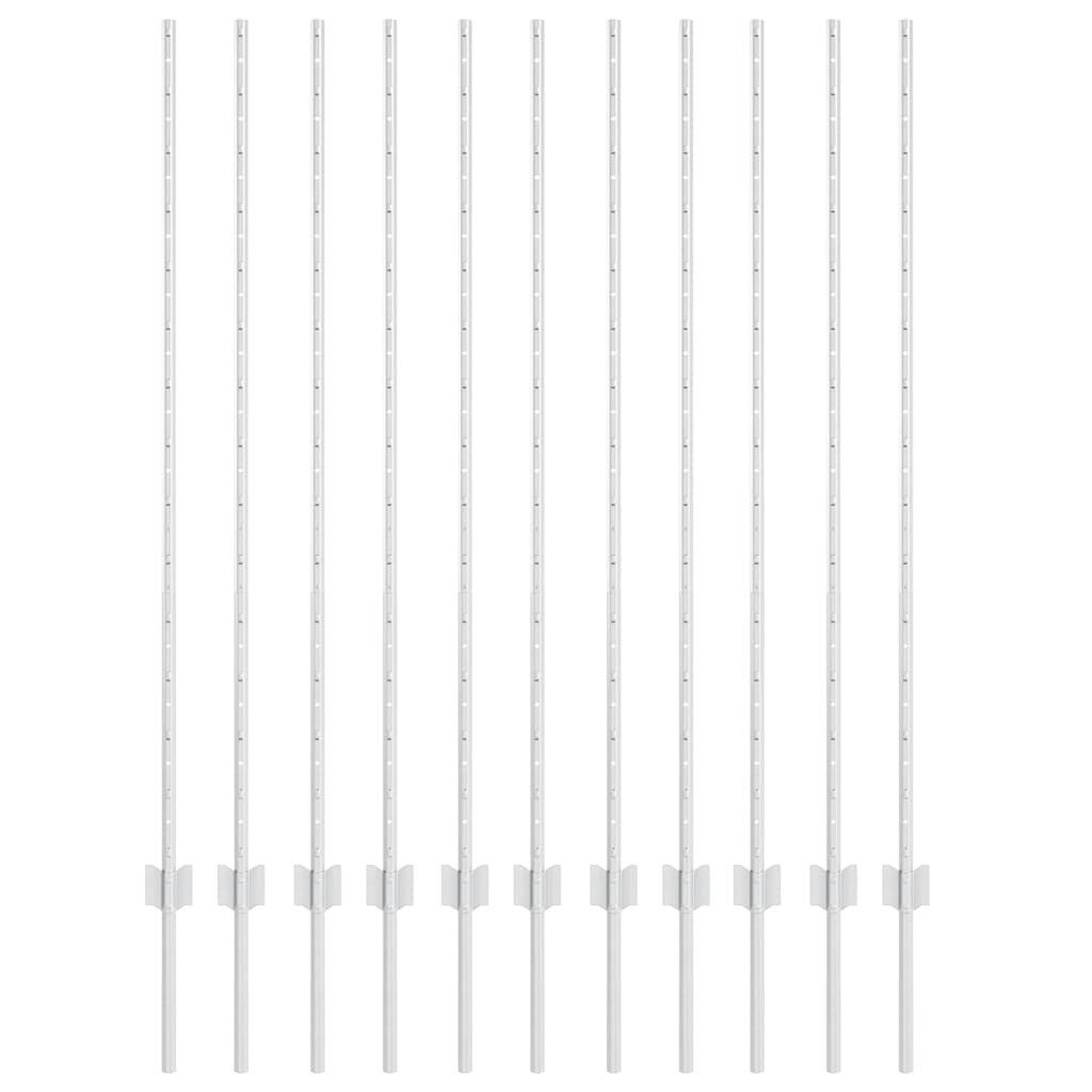 vidaXL Zaunpfosten Zaunpfosten 11 pcs Silber 140 cm Stahl, (11-St)