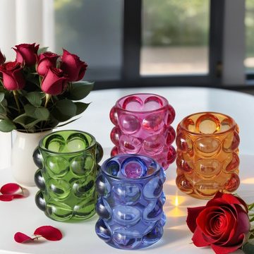 BOLTZE Windlicht 4er Set Teelichthalter 10 cm Kerzenständer Teelichtgläser Kerzenglas, aus Glas