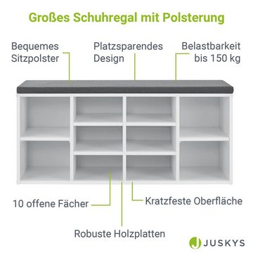 Juskys Schuhregal, kratzfeste Oberfläche, bis 150 kg belastbar, 10 Ablagefächer