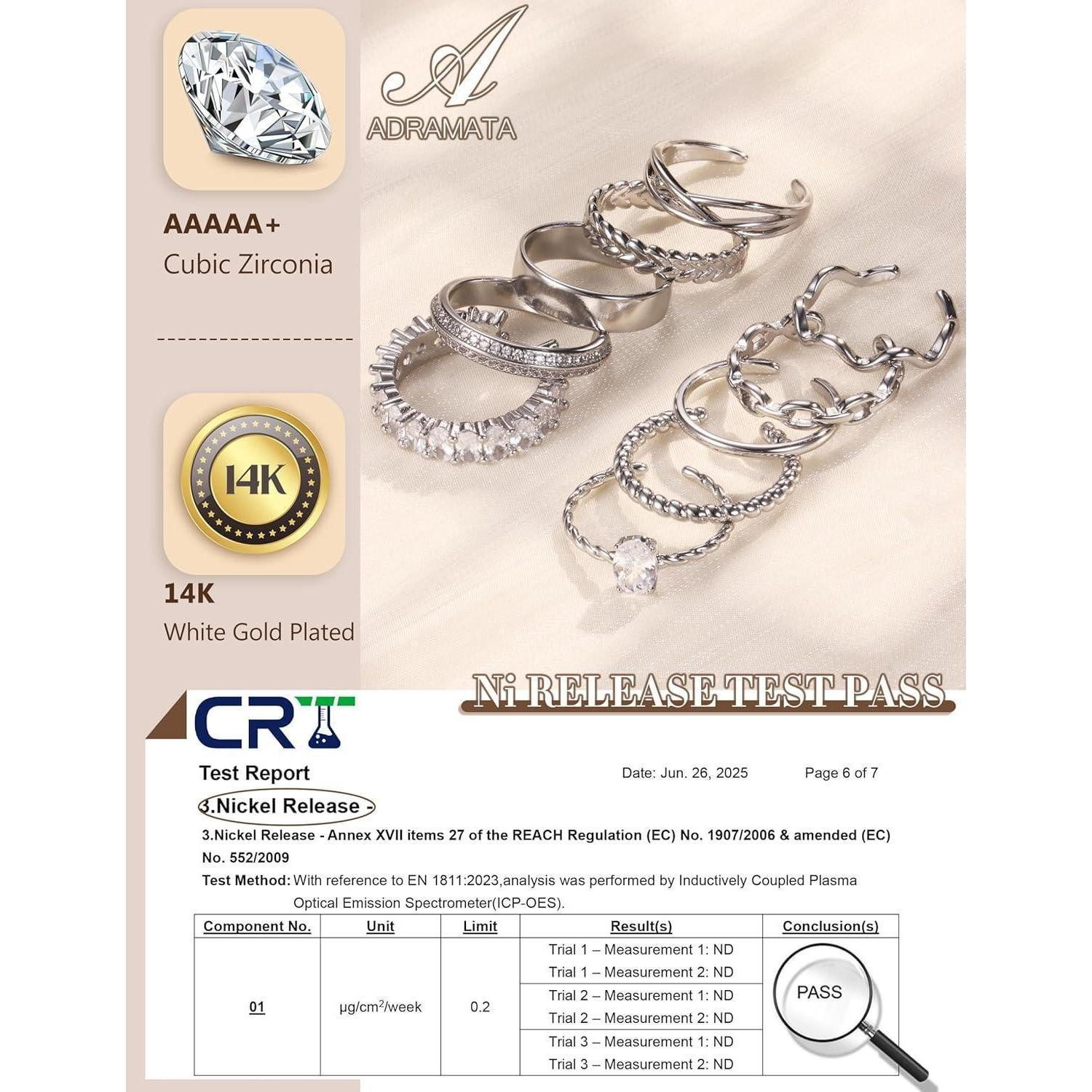 LuxusKollektion Schmuckset Ringe Damen Gold vergoldet verstellbar 10er Set günstig online kaufen