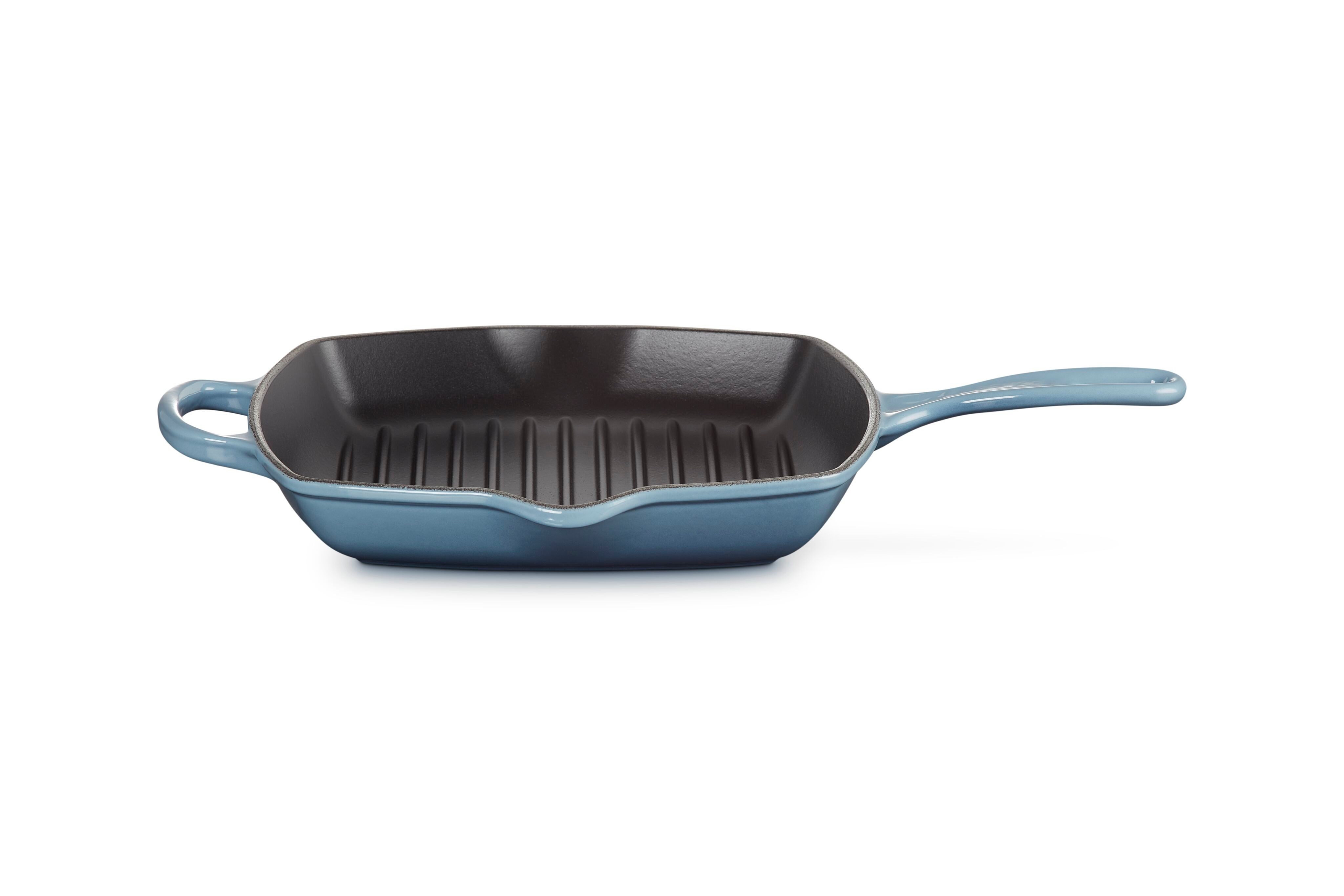 LE CREUSET Grillpfanne Signature, Quadratisch, Gusseisen, 26 cm, Für alle Herdarten geeignet, 2,86 kg, Chambray, 20183264340422