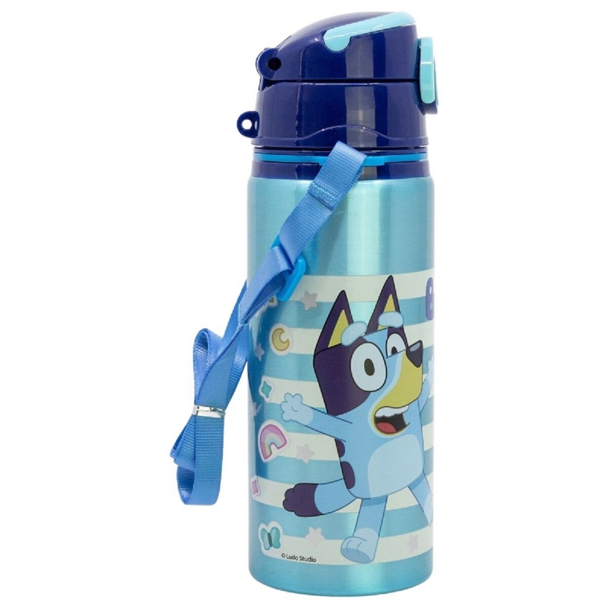 Bluey Trinkflasche Bluey Aluminium Trinkflasche 730ml mit Strohhalm & Tragegurt