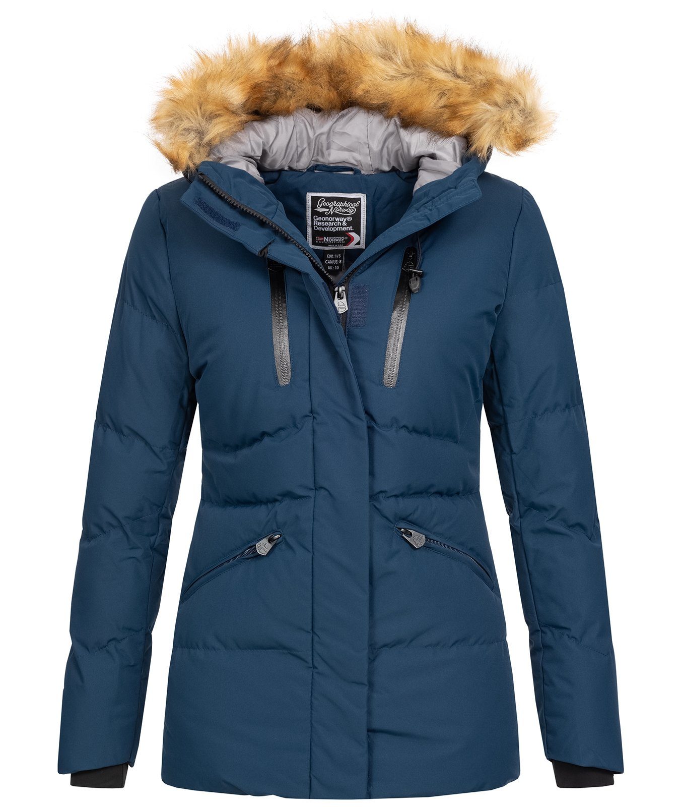 Winterjacke Damen Winterjacke mit Kunstfellkragen D-437