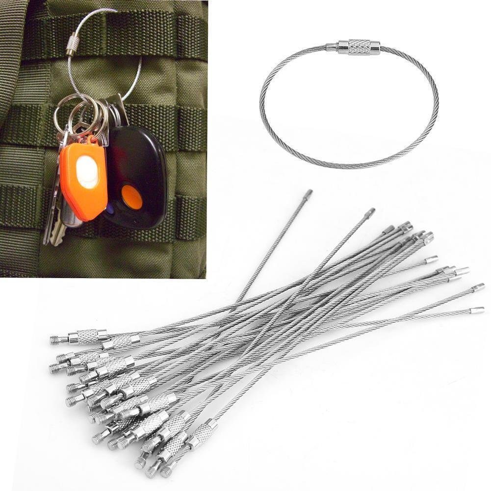 1,53mm [15,5cm Drahtseil Ø 20er - Set 50mm] Set Schlüsselringe Schlüsselanhänger aus BAYLI - Lang