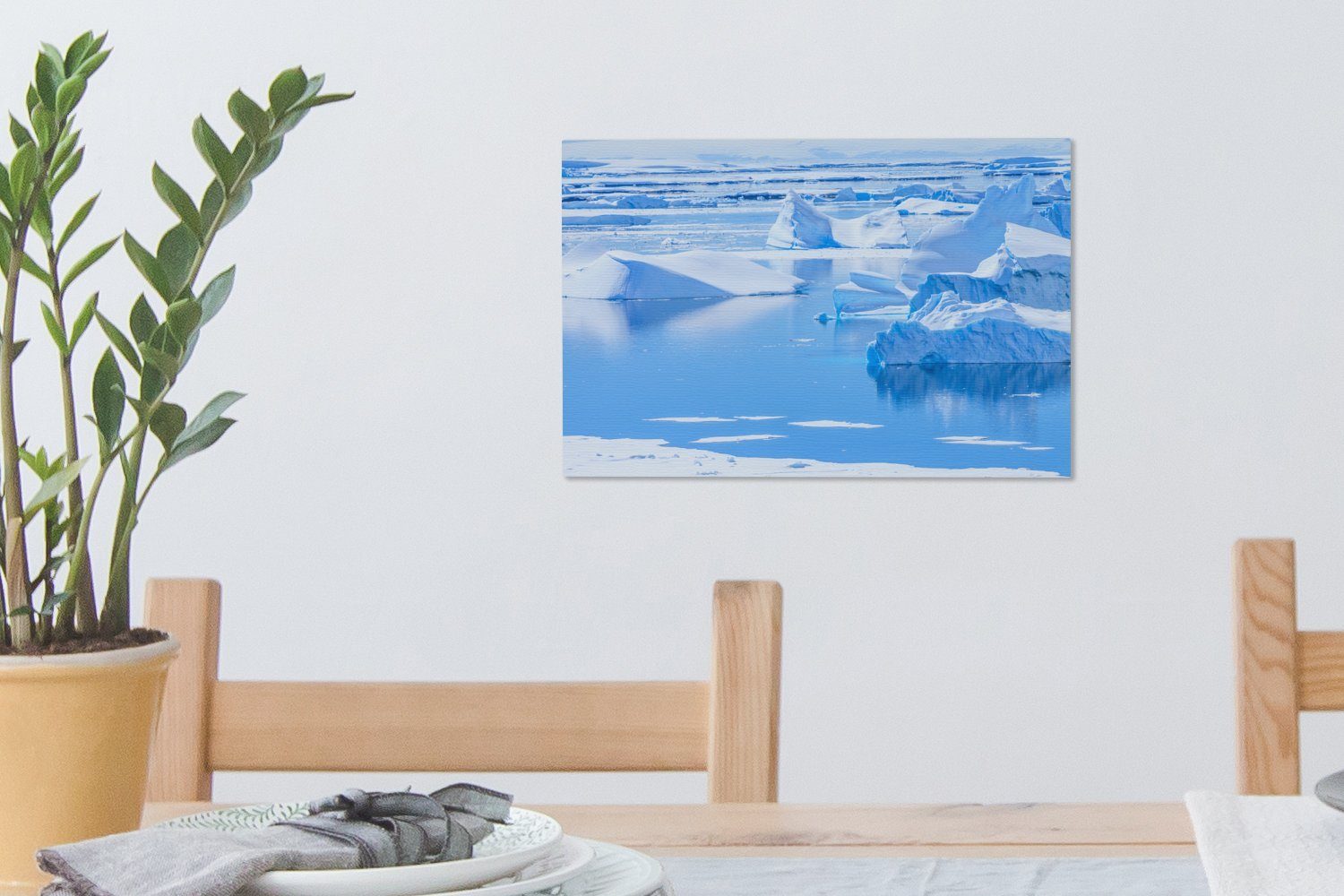 Aufhängefertig, Leinwandbilder, Wandbild Meer Eis 30x20 (1 OneMillionCanvasses® cm - Wanddeko, Leinwandbild - St), Wasser,