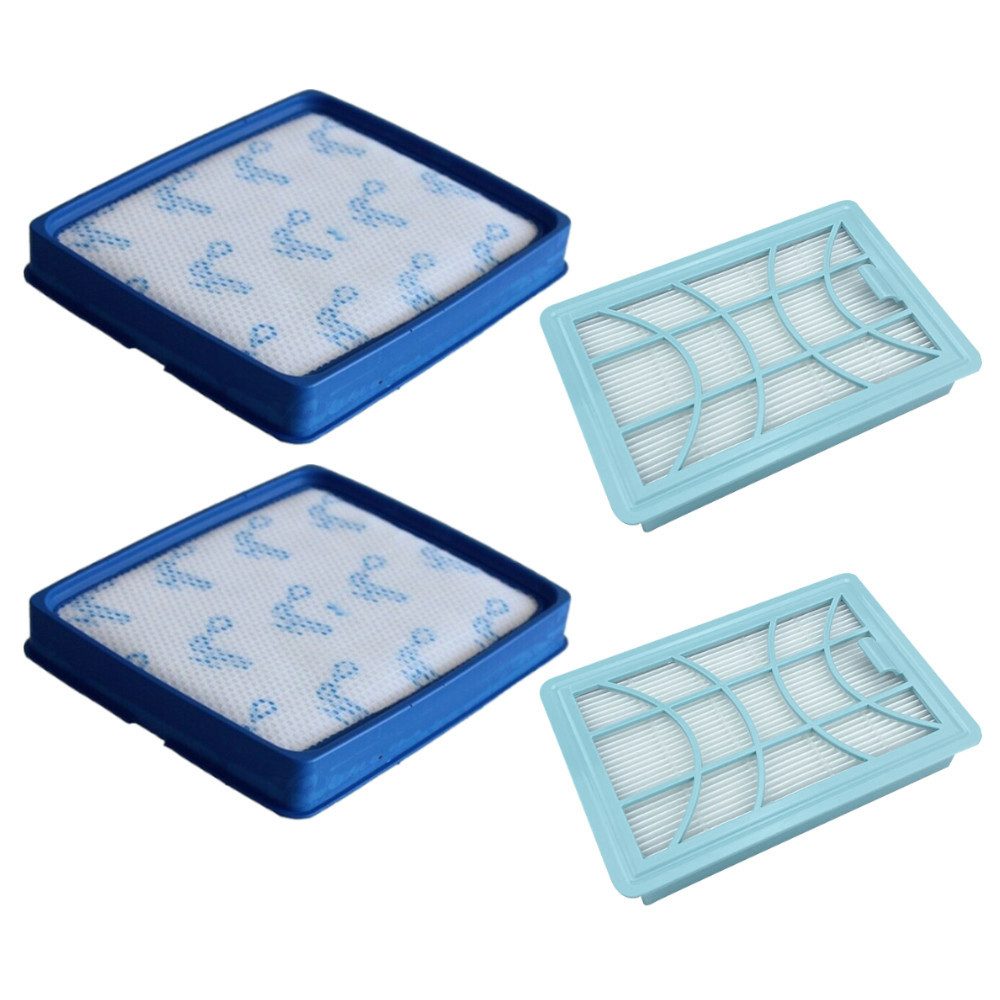 Trade-Shop Filter-Set 4in1 passend für Philips PowerPro Expert FC9741 FC9742 FC9743, Zubehör für Philips FC8003/01, CP0616, CP0617 - Ersatzteile für Staubsauger, Set jeweils bestehend aus Motorfilter und Abluftfilter