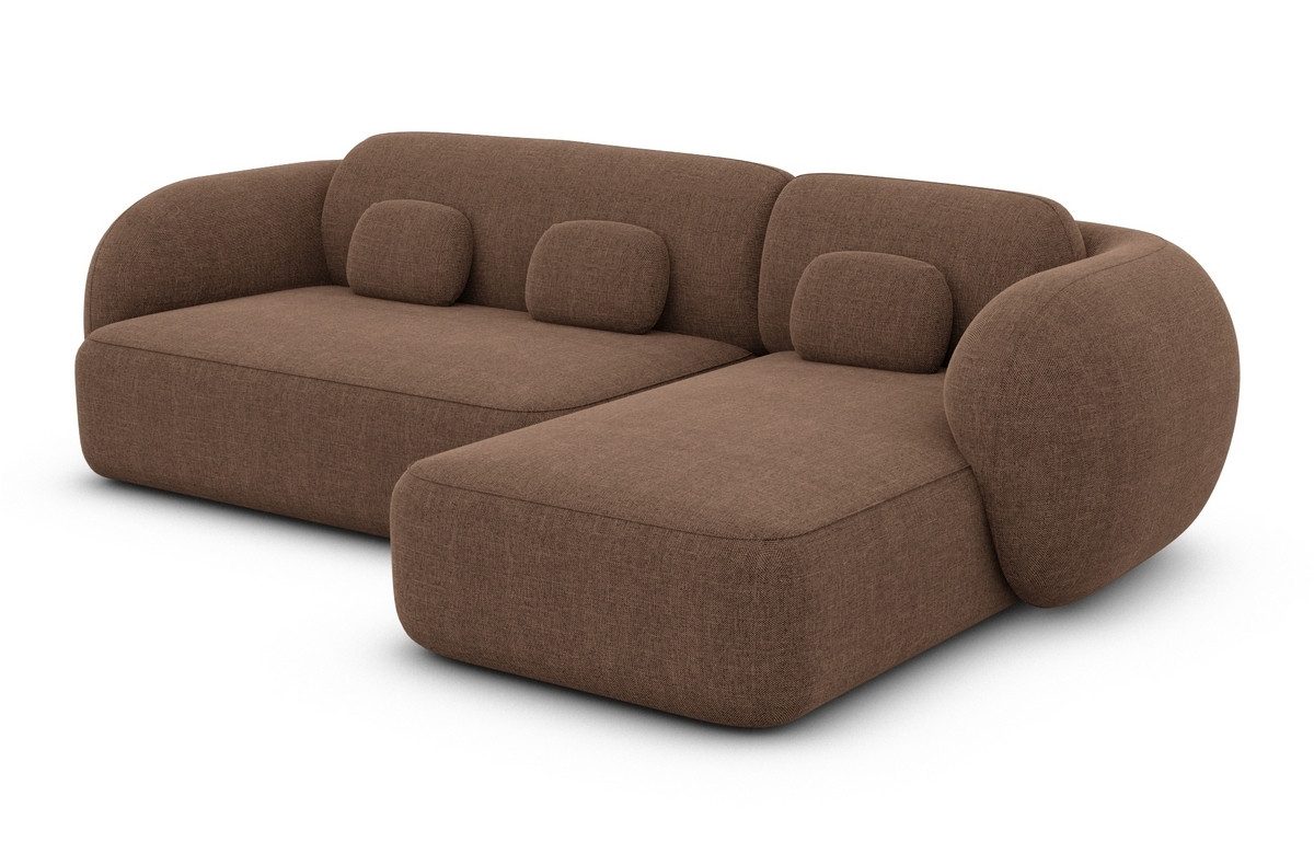 Sofa Dreams Ecksofa Altea L Form kurz Stoffsofa, Eckcouch, Ottomane, 4-Sitzer, Strukturstoff Bezug in Braun