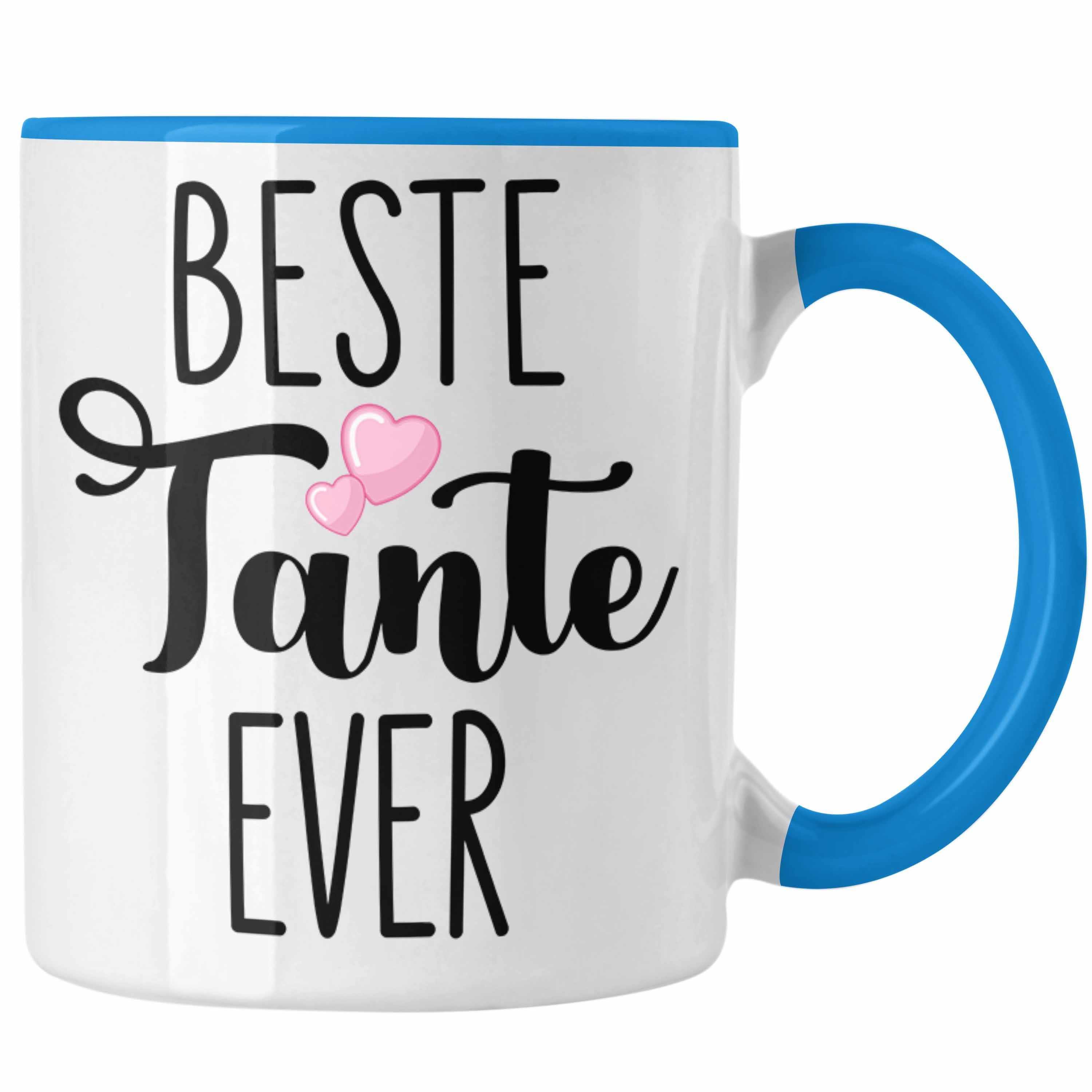 Trendation Tasse Trendation - Beste Tante Ever Tasse Geschenk Geburtstag Weihnachten Lustig Geschenkideen von Nichte Blau