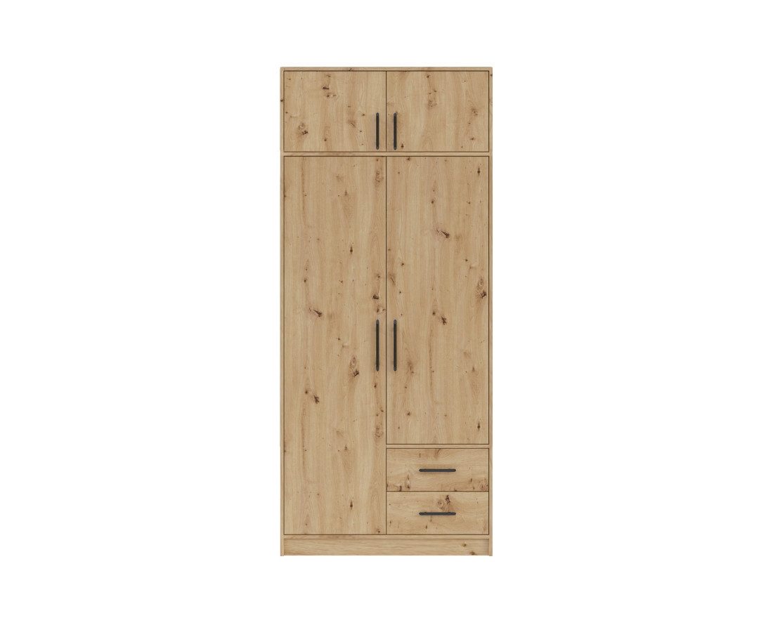Deine Möbel 24 Kleiderschrank SAM SR3 2-türig Garderobensystem Artisan Anthrazit Weiß Eiche Sonoma (Set, 2-St., Stauraum) Drehtürenschrank 100 cm breit mit 2 Schubladen