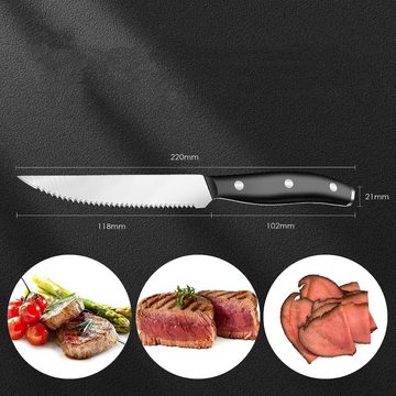 KEENZO Steakmesser 6-teilig Steak Messer mit Wellenschliff Edelstahl Tafelmesser (6 Stück)