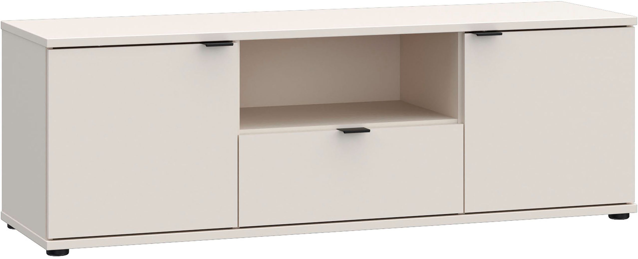 FORTE Lowboard Ganymede (Breite 129,8cm), TV Board, Stauraum, Schublade, Metallgriffe, Kabelführung