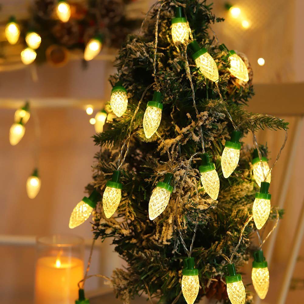 MUPOO LED-Lichterkette LED für Innen Hochzeit,Party,Weihnachten,Erntedankfest Nachtlicht Streifen,10/20Leds,Batteri,LED Stripes, Erdbeere 1.5m/3m,LED Warmweiß,Multicolor
