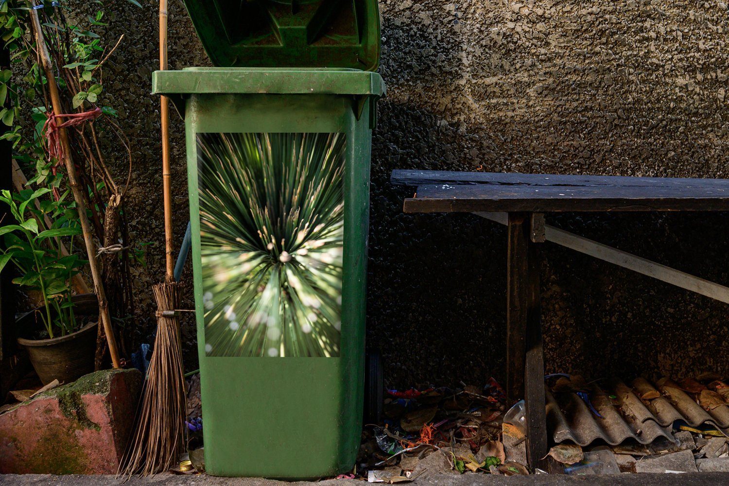 Wandsticker MuchoWow Abstrakt - Kaktus St), Sticker, - Abfalbehälter Container, Mülleimer-aufkleber, (1 Pflanze Mülltonne,