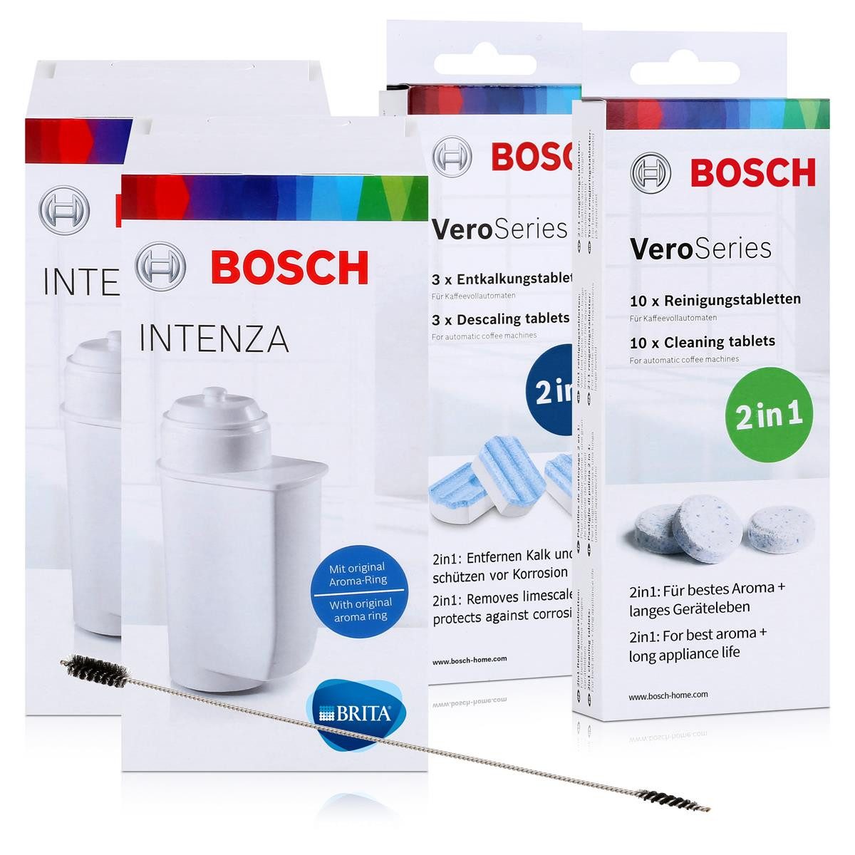 Bosch VeroSeries TCZ8002A, TCZ8001A, 2x TCZ7003 & Reinigungsbürste Entkalker