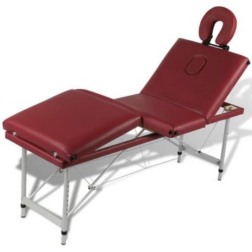 vidaXL Massageliege Massagetisch mit Aluminiumrahmen, faltbar 4 Zonen Rot