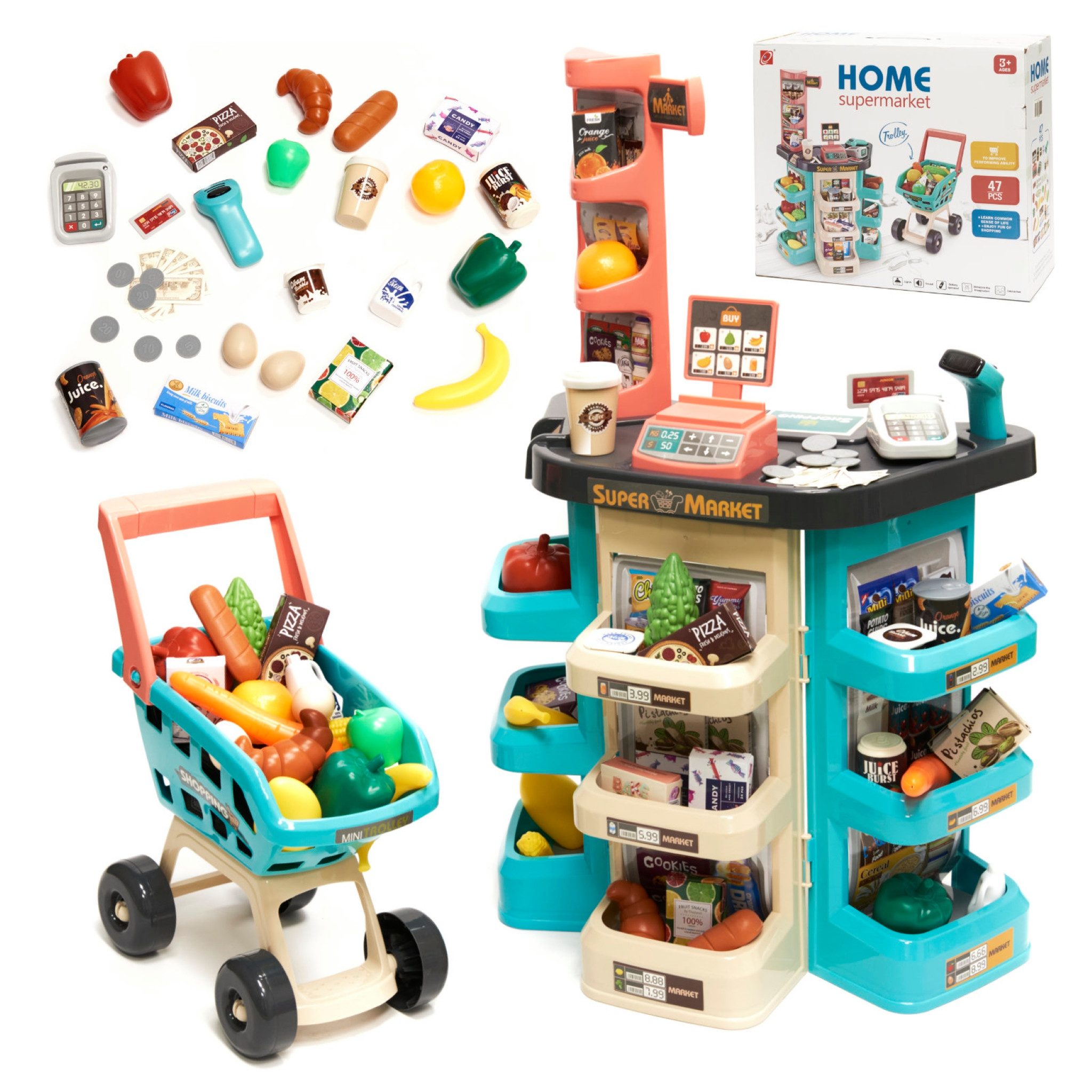 LA CUTE Spielküche Spielzeug-Supermarkt mit Zubehör günstig online kaufen