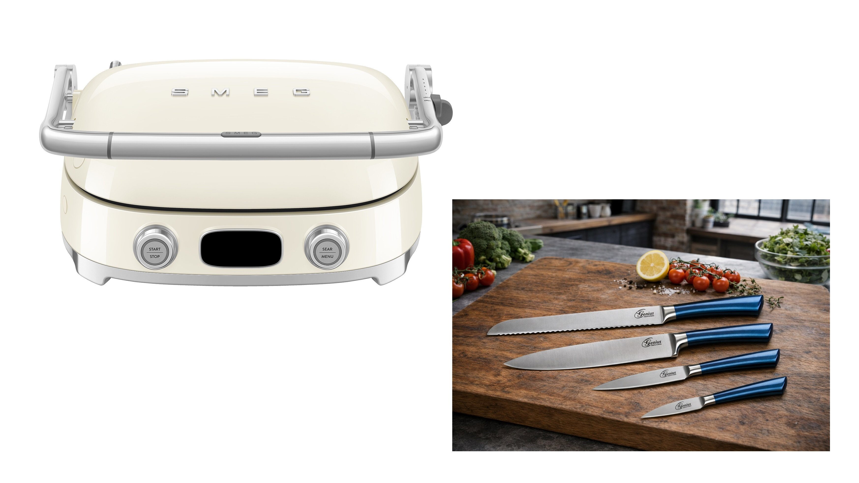 Smeg Kontaktgrill SMEG Multifunktion Kontaktgrill Elektrogrill Tischgrill Creme